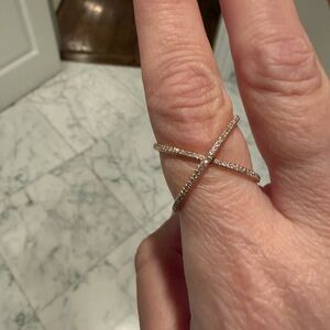14k Rose Gold Crisscross Pavé Ring - Women Jewelry